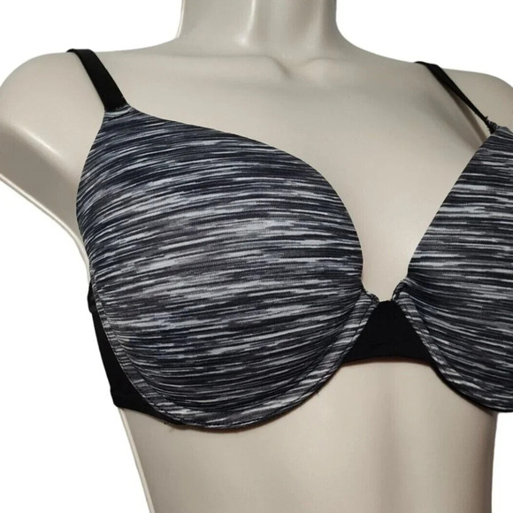 Victorias Secret PINK Wear Everywhere Push Up Pigeonnant Bra Size 32DD Black - Picture 2 of 9